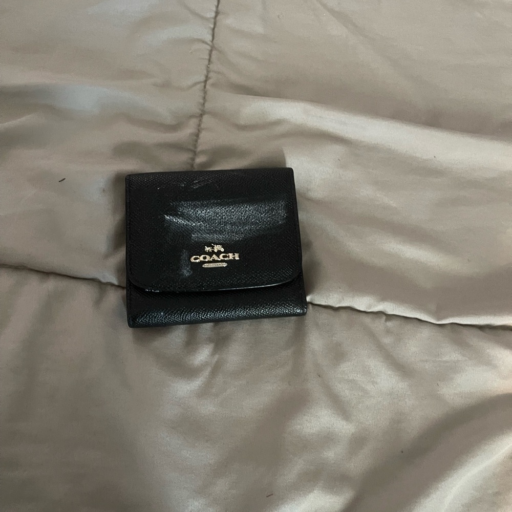 Coach Black Leather Compact Wallet